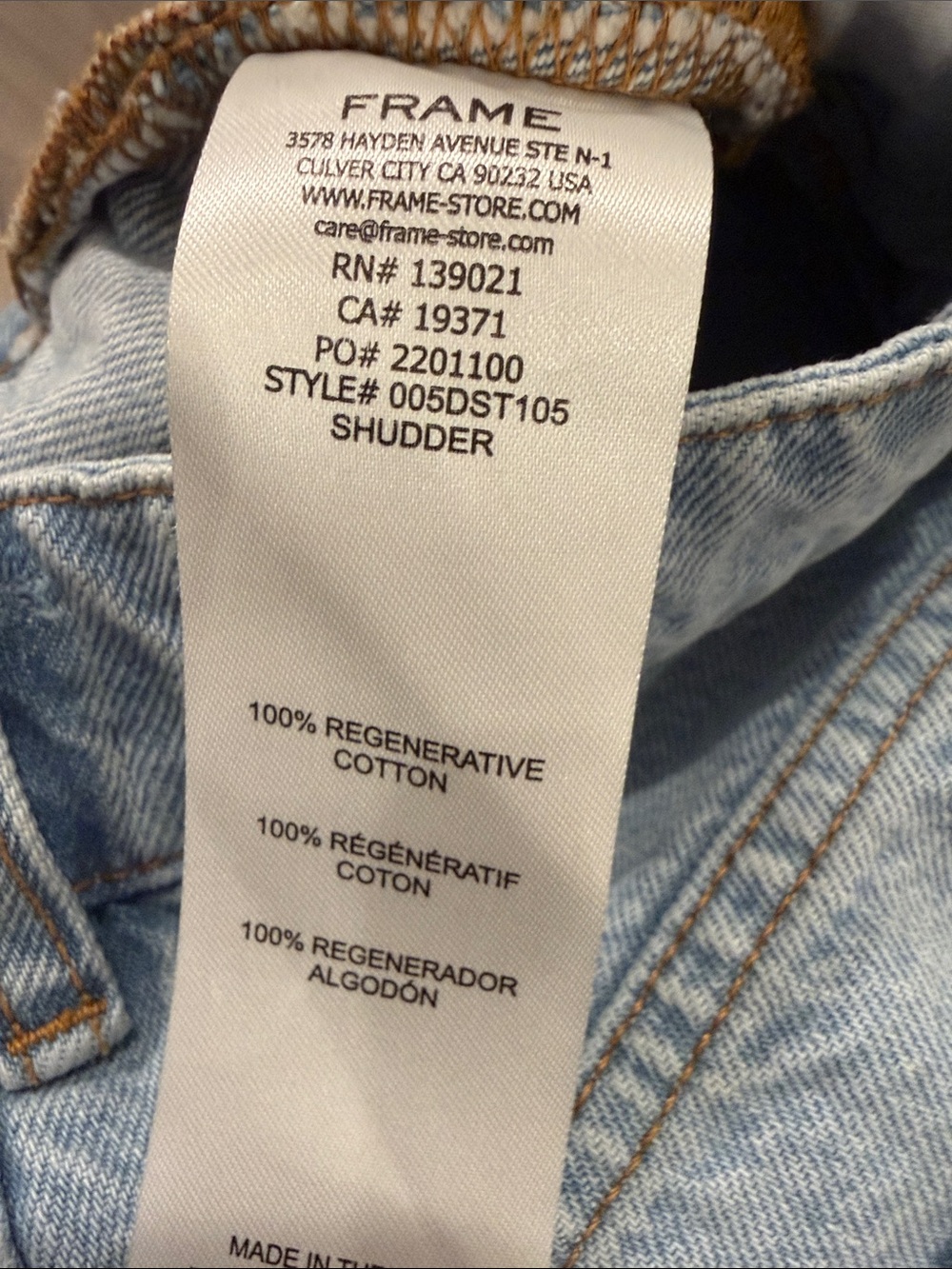 NEW FRAME The Trouser Shorts. Denim Bermuda Shorts. 100% Cotton. Size 27 - Picture 11 of 11
